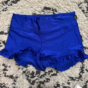 Tiger Friday blue ruffle dance bike atheltic shorts L